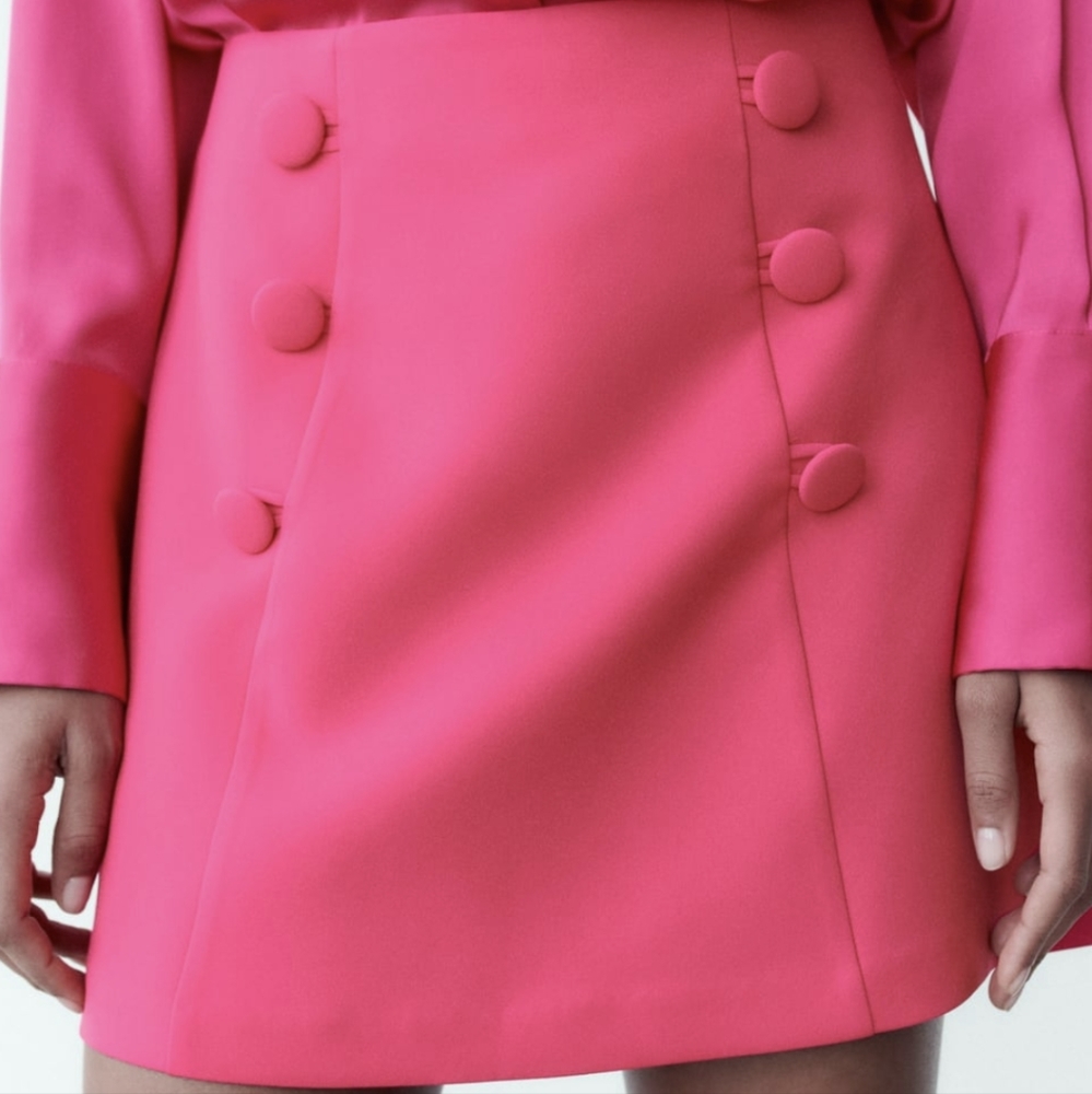 Buttoned Mini Skirt Fuschia Zara